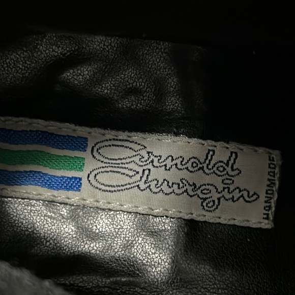 EUC Arnold Churgin Black Italian Handmade Leather Tall Kitten Heel / Pointed Toe - Picture 9 of 15